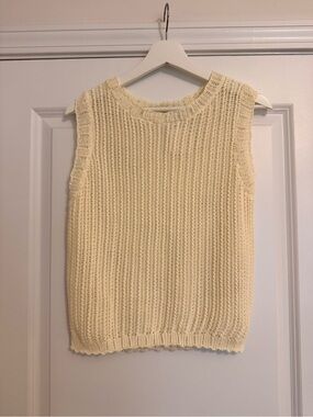 Cream Open Knit Sleeveless Sweater Vest Top NWT